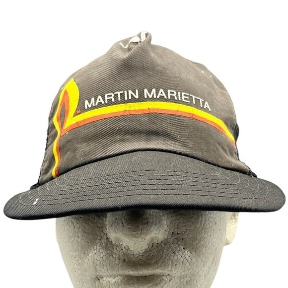 Vintage 80s Martin Marietta USA Made Trucker Hat Industrial Cap Retro Workwear